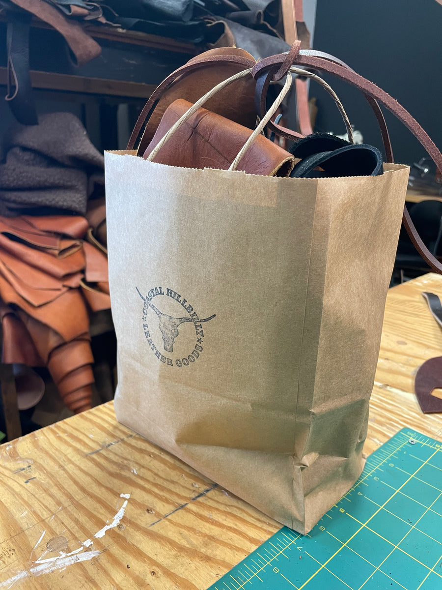 Handmade leather lunch bag