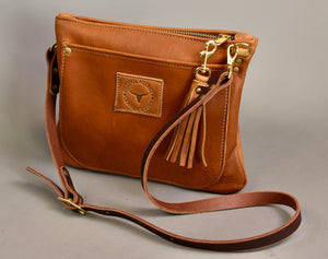 Leather black crossbody purse bag 5 zippered pockets, fully adjustable strap